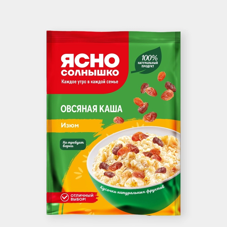 Каша моментальная ЯСНО СОЛНЫШКО овсяная с изюмом 35 г
