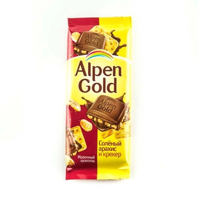 Шоколад ALPEN GOLD молочный с соленым арахисом и крекером 90 г