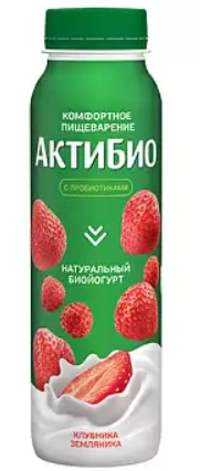 Биойогурт питьевой АКТИБИО с клубникой и земляникой 260 г 1,5%