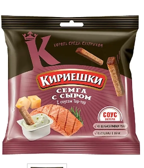 Сухарики КИРИЕШКИ "Baguet" семга с сыром + соус тар-тар 72 г