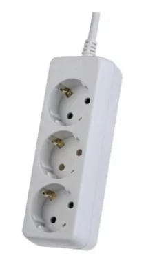 Удлинитель PERFEO "Powermate" PF-PE-3/3,0-W 10А 2200Вт 3 м белый трехместный без заземления