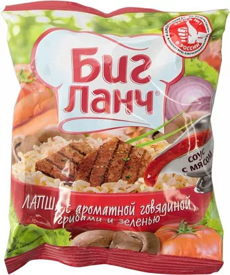 Лапша БИГ ЛАНЧ с ароматной говядиной, грибами и зеленью 75 г