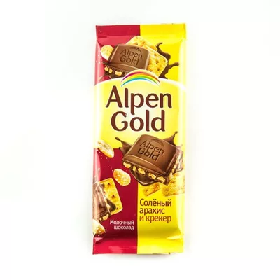 Шоколад ALPEN GOLD молочный с соленым арахисом и крекером 90 г