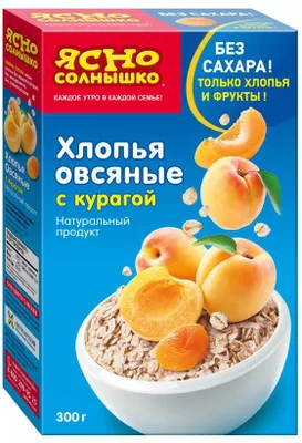 Хлопья ЯСНО СОЛНЫШКО овсяные с курагой 300 г