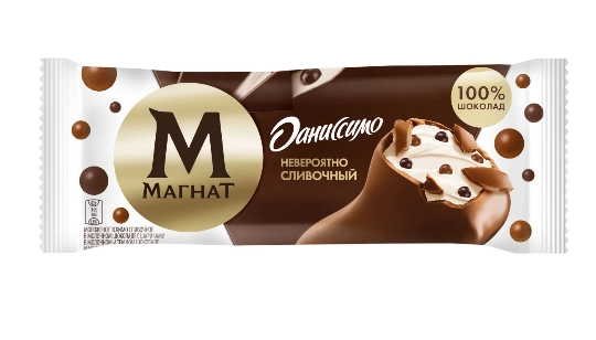 Мороженое МАГНАТ ДАНИССИМО "Невероятно сливочный" сливочное в молочном шоколаде с шариками в молочном и темном шоколаде 62 г, 8%