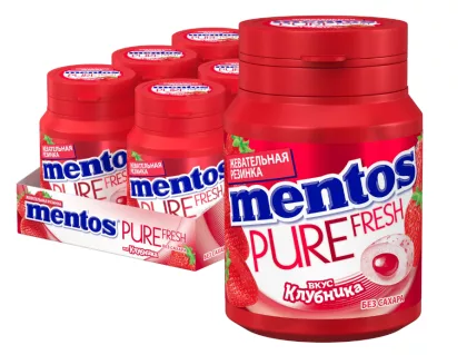 Жевательная резинка MENTOS "Pure Fresh" клубника без сахара 54 г