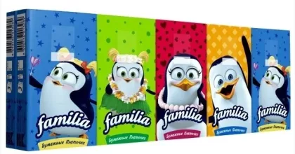 Платочки бумажные FAMILIA 3-слойные с тиснением белые 3 шт