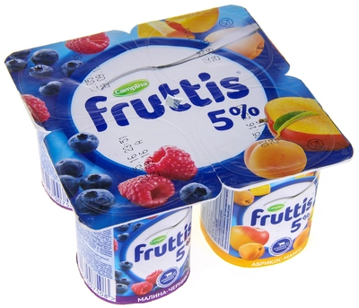 Йогуртный продукт FRUTTIS &laquo;Сливочное лакомство&raquo; малина-черника и абрикос-манго 115 г, 5%