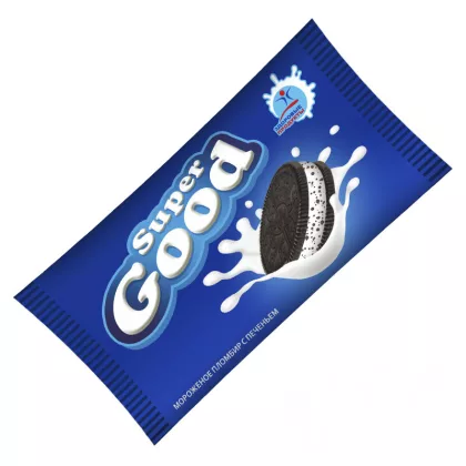 Мороженое ЗДОРОВЫЕ ПРОДУКТЫ " Super Good" пломбир с печеньем 80 г 12%