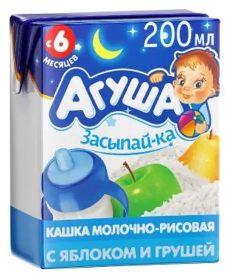 Агуша Засыпайка Каша молочно-рисовая с яблоком и грушей 6+ мес. кор. 200 мл