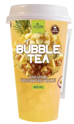 Напиток AZIANO "Bubble Tea" со вкусом ананаса и шариками со вкусом маракуйи 450 мл