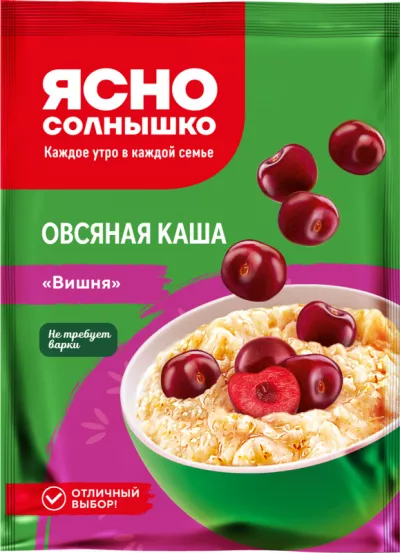 Каша моментальная ЯСНО СОЛНЫШКО овсяная с вишней 35 г