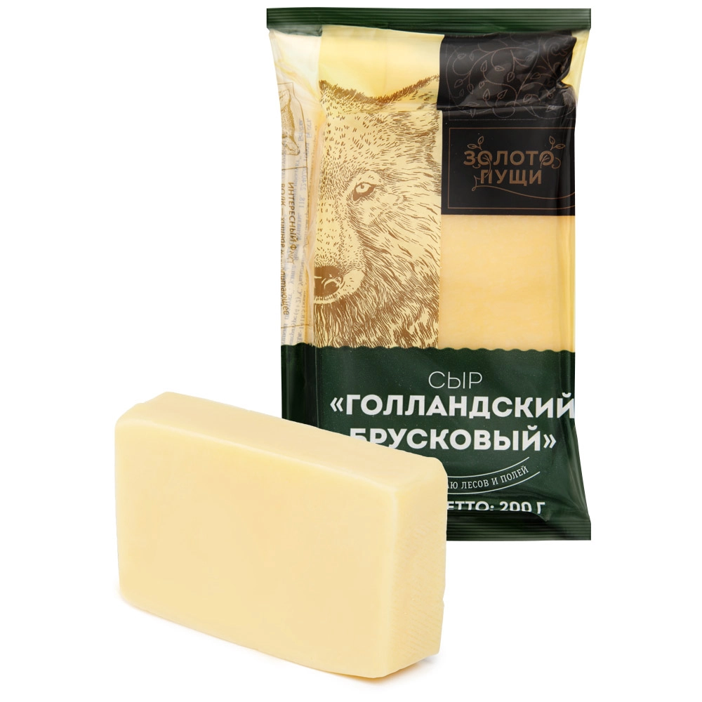 Сыр ЗОЛОТО ПУЩИ "Голландский брусковый" 200 г 45%