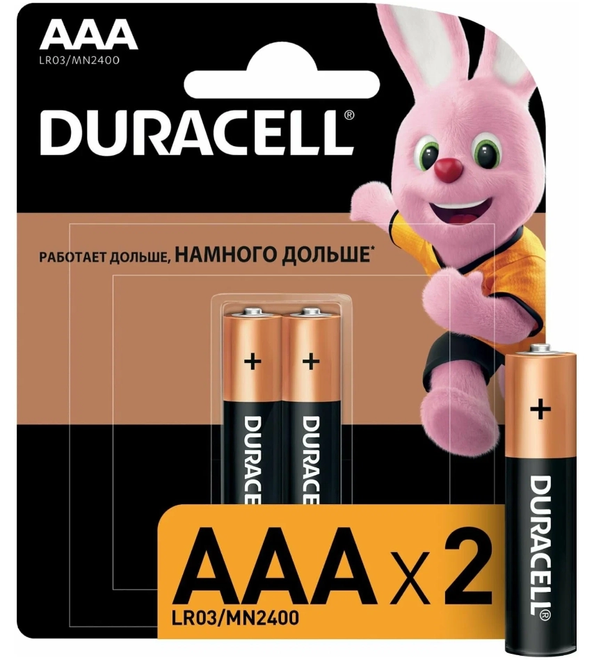 Батарейка DURACELL AAA щелочная 2 шт