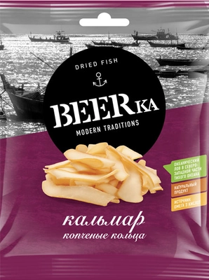Кальмар BEERKA кольца копченые 18 г