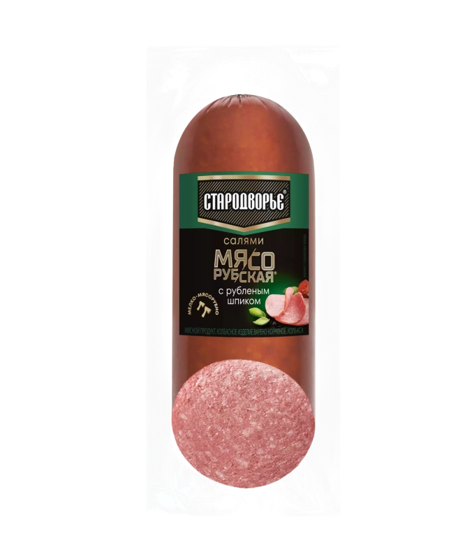 Колбаса СТАРОДВОРЬЕ "Салями Мясорубская" с рубленным шпиком варено-копченая 350 г