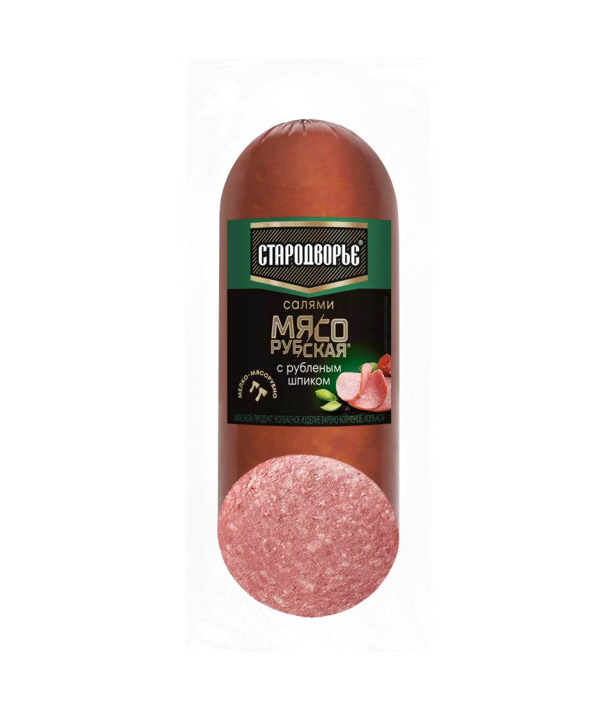 Колбаса СТАРОДВОРЬЕ "Салями Мясорубская" с рубленным шпиком варено-копченая 350 г