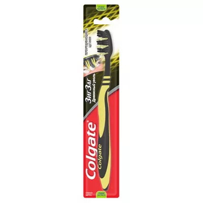 Зубная щетка COLGATE "Зигзаг. Древесный уголь" средняя