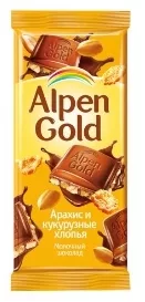 Шоколад AlPEN GOLD молочный с арахисом и кукурузными хлопьями 85 г