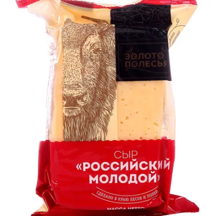Сыр ЗОЛОТО ПОЛЕСЬЯ "Российский" молодой 200 г 50%