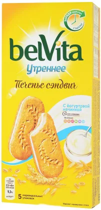 Печенье BELVITA "Утреннее" сэндвич с йогуртовой начинкой 253 г