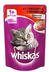 WHISKAS мясной паштет из говядины с печенью 75 г