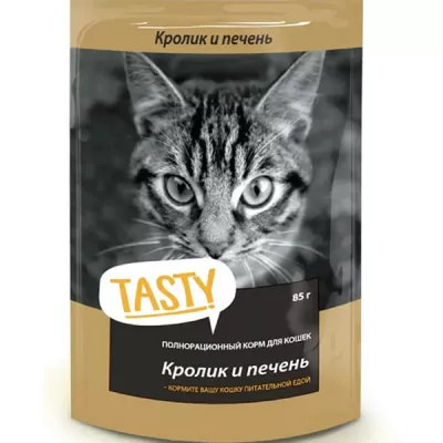 Tasty Tasty корм конс. д/кош. с кроликом и печенью в желе, пауч, 85 г
