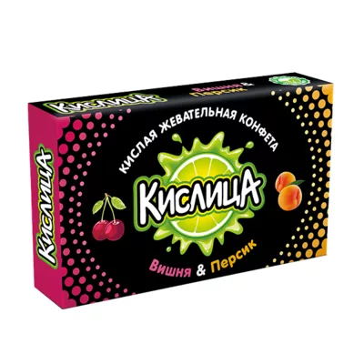 Конфета жевательная КИСЛИЦА кола, мохито, вишня, персик 18 г