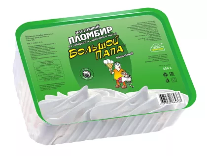 Мороженое БОЛЬШОЙ ПАПА "Пломбир" ванильный 450 г 12%