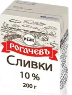 Сливки РОГАЧЕВЪ питьевые стерилизованные 200 мл 10%
