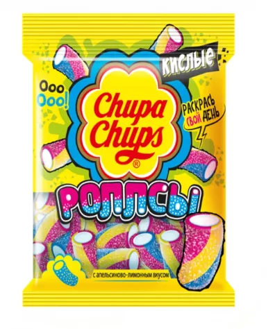 Мармелад CHUPA CHUPS "Роллсы" кислый с апельсиново-лимонным вкусом 150 г