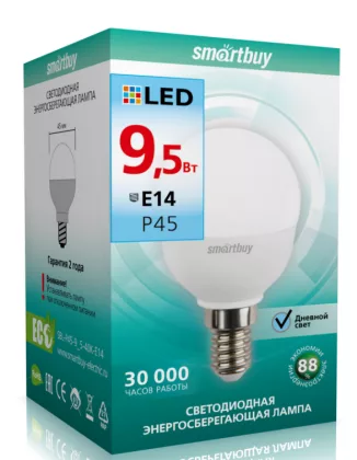 Лампа светодиодная SMARTBUY Led P45 шар 9,5Вт E14 4000К 220В