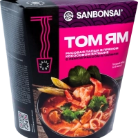 Лапша SANBONSAI "Том ям" рисовая  в кокосовом бульоне с лемонграссом и лаймом 113 г