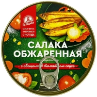 Салака ЗА РОДИНУ неразделанная обжаренная с овощами в томатном соусе 240 г