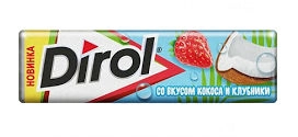 Жевательная резинка DIROL со вкусом кокоса и клубники 13,6 г
