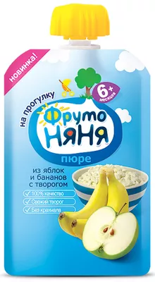 ФрутоНяня Пюре яблоко и банан с творогом  6+ мес. дой пак с дозат. 90г