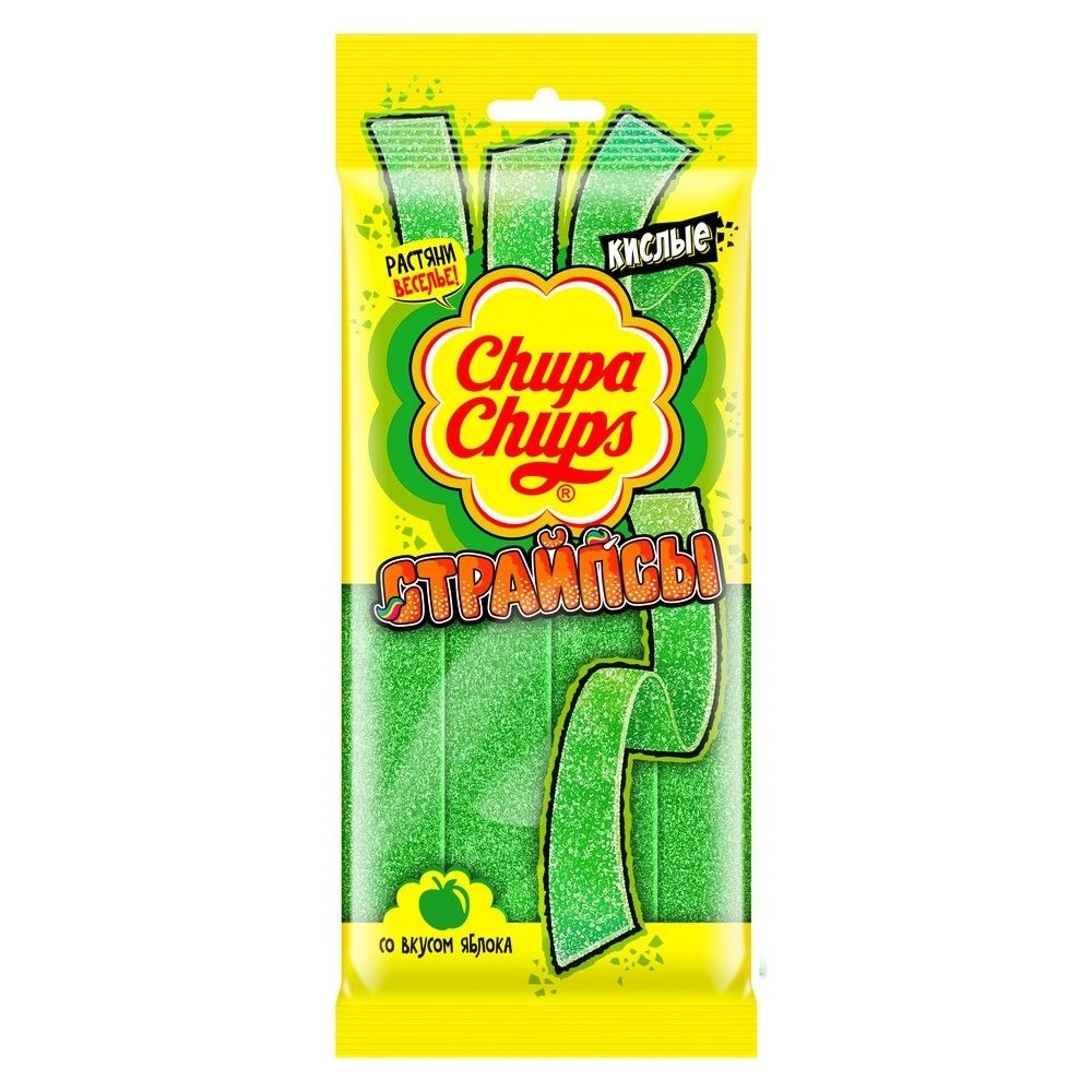 Мармелад жевательный CHUPA CHUPS "Кислые страйпсы" со вкусом яблока 120 г