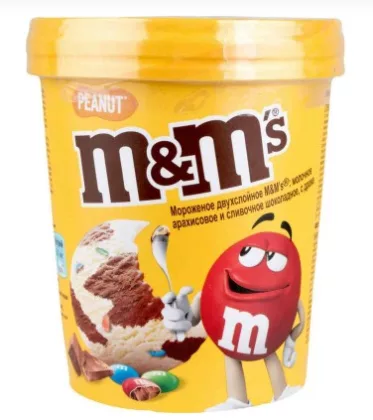 Мороженое M&M&rsquo;S "Двухслойное" молочно-арахисовое и сливочно-шоколадное с драже 295 г 9,5%