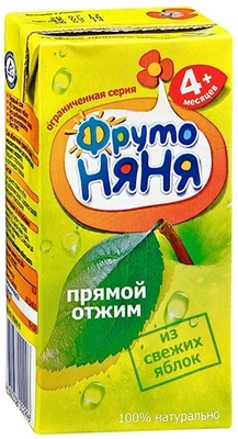 Сок ФРУТОНЯНЯ яблочный с 4 месяцев 0,2 л