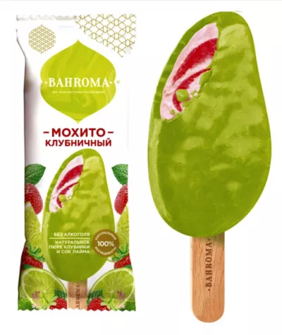 Мороженое BAHROMA "Мохито клубничный" эскимо молочное 75 г 5%
