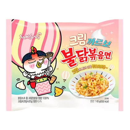 Лапша SAMYANG "Hot chiken karbonara ramen" со вкусом острой курицы бульдак с крем-карбонарой 130 г