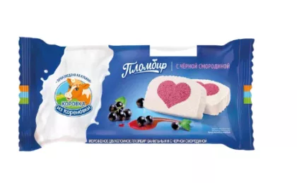 Мороженое КОРОВКА ИЗ КОРЕНОВКИ "Пломбир" с черной смородиной 200 г 15%