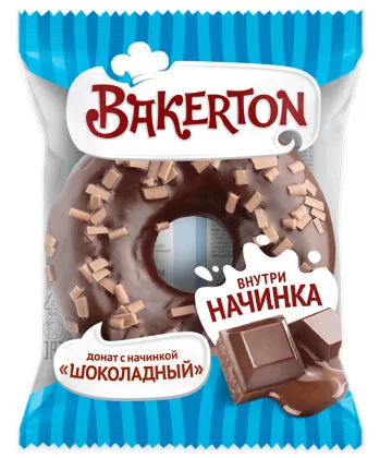 Донат BAKERTON "Шоколадный" с начинкой глазированный 67 г