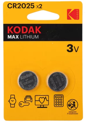Батарейка KODAK "Max Lithium" CR2025 литиевая 2 шт.