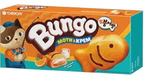 Пирожное ORION "Bungo" бисквитное с двойной начинкой со вкусом молока и апельсина 120 г