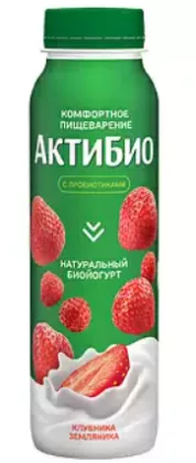 Биойогурт питьевой АКТИБИО с клубникой и земляникой 260 г 1,5%