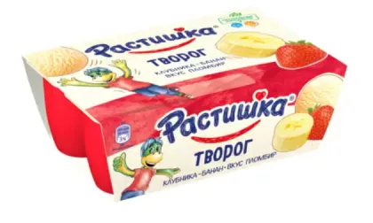 Творог РАСТИШКА с земляникой и дыней, со вкусом бананового мороженого 6х45г 3.5%