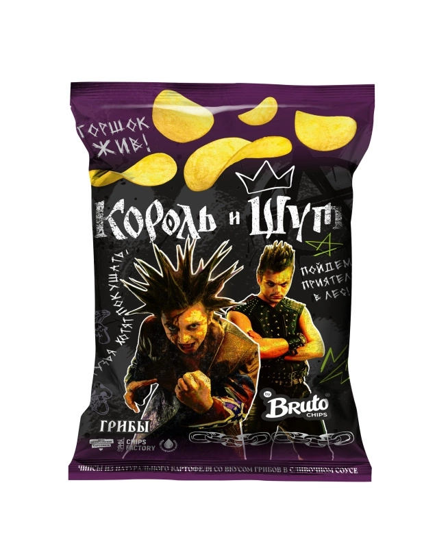 Чипсы BRUTO "Король и Шут" со вкусом грибов в сливочном соусе 100 г