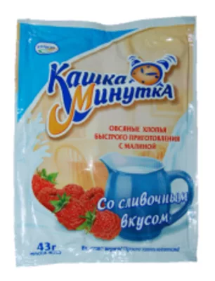 Хлопья КАШКА МИНУТКА овсяные быстрого приготовления  малина/сливки 43 г