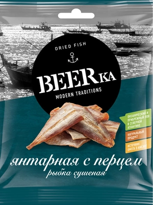 Рыбка сушеная BEERKA янтарная с перцем 25 г